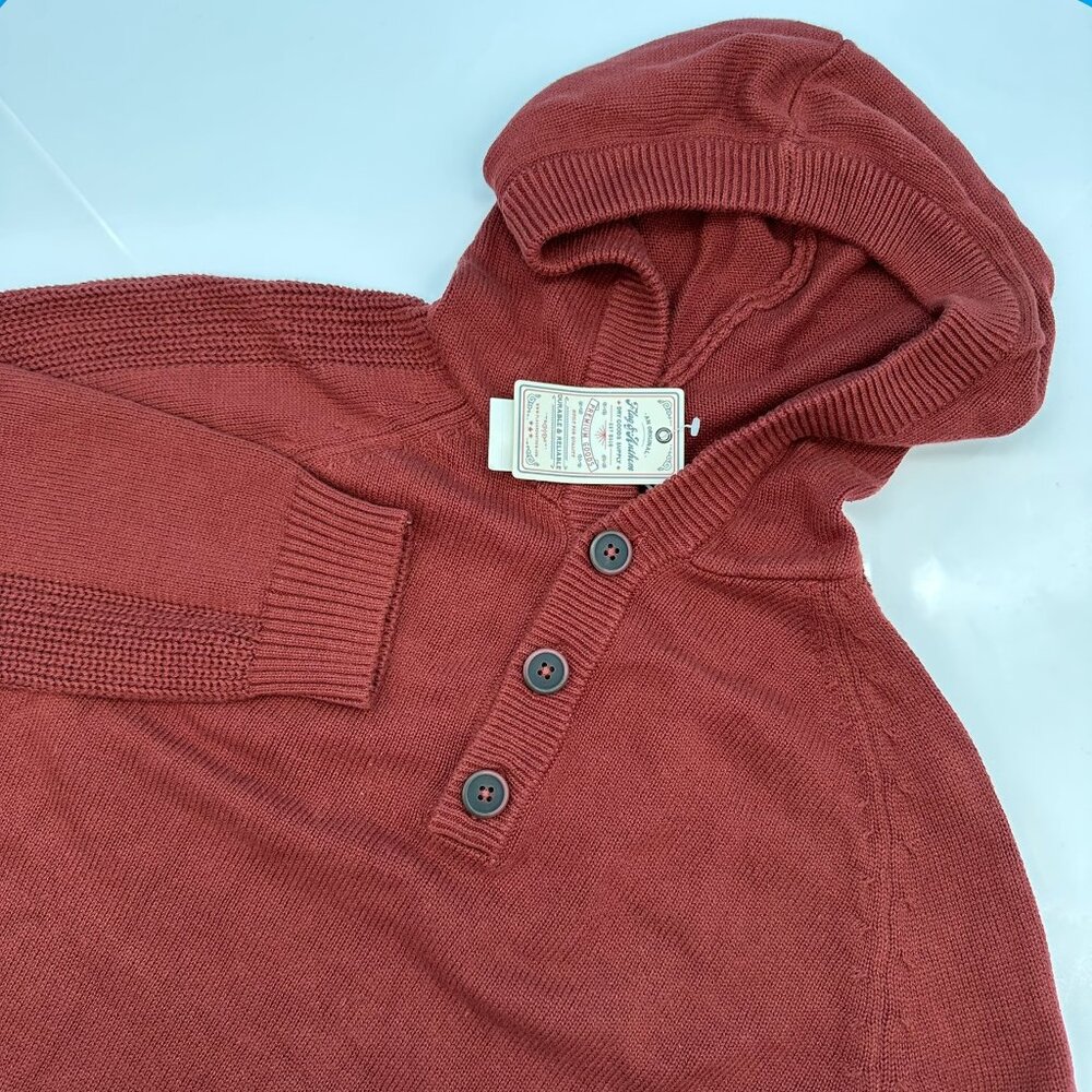 Flag & Anthem Men's Henley Hooded Pocket‎ 100% Cotton Knit Sweater, Burnt Orange